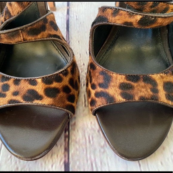 ELIE TAHARI Brown Calf Hair Leopard Print Heels - Picture 9 of 12